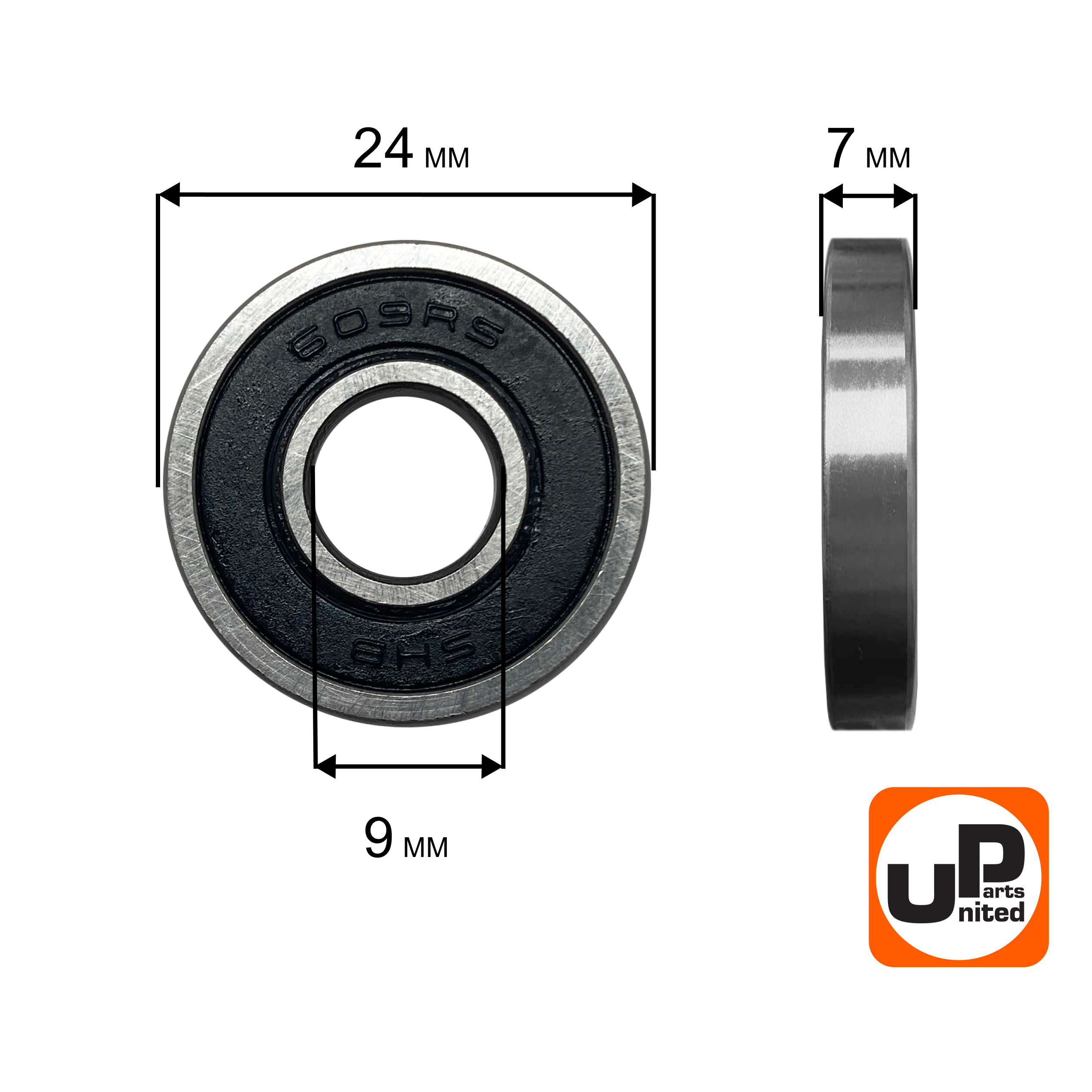 Подшипник шариковый UNITED PARTS 609-2RS (90-0392), шт