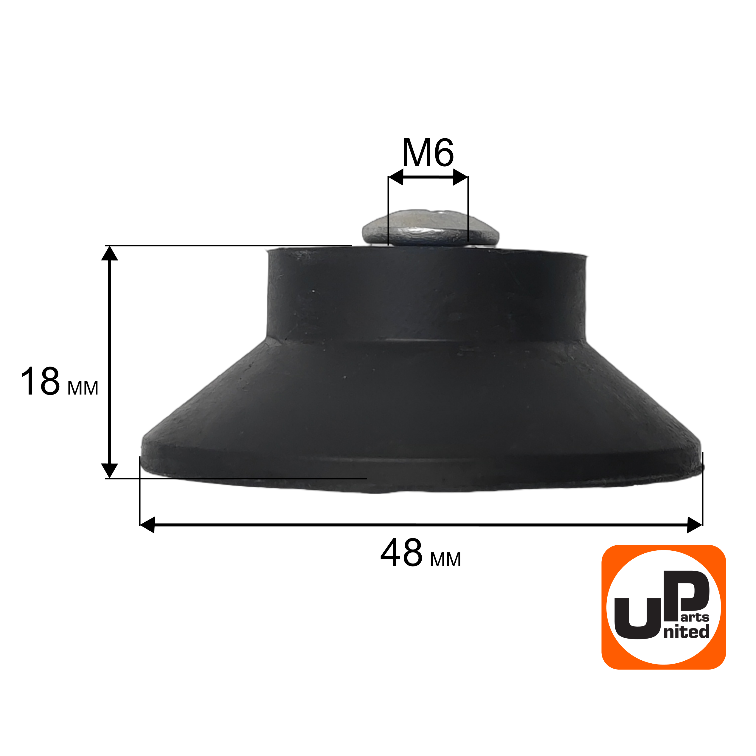 Виброгаситель UNITED PARTS для воздушного компрессора, D48×H18мм, болт M6 (90-0294), шт