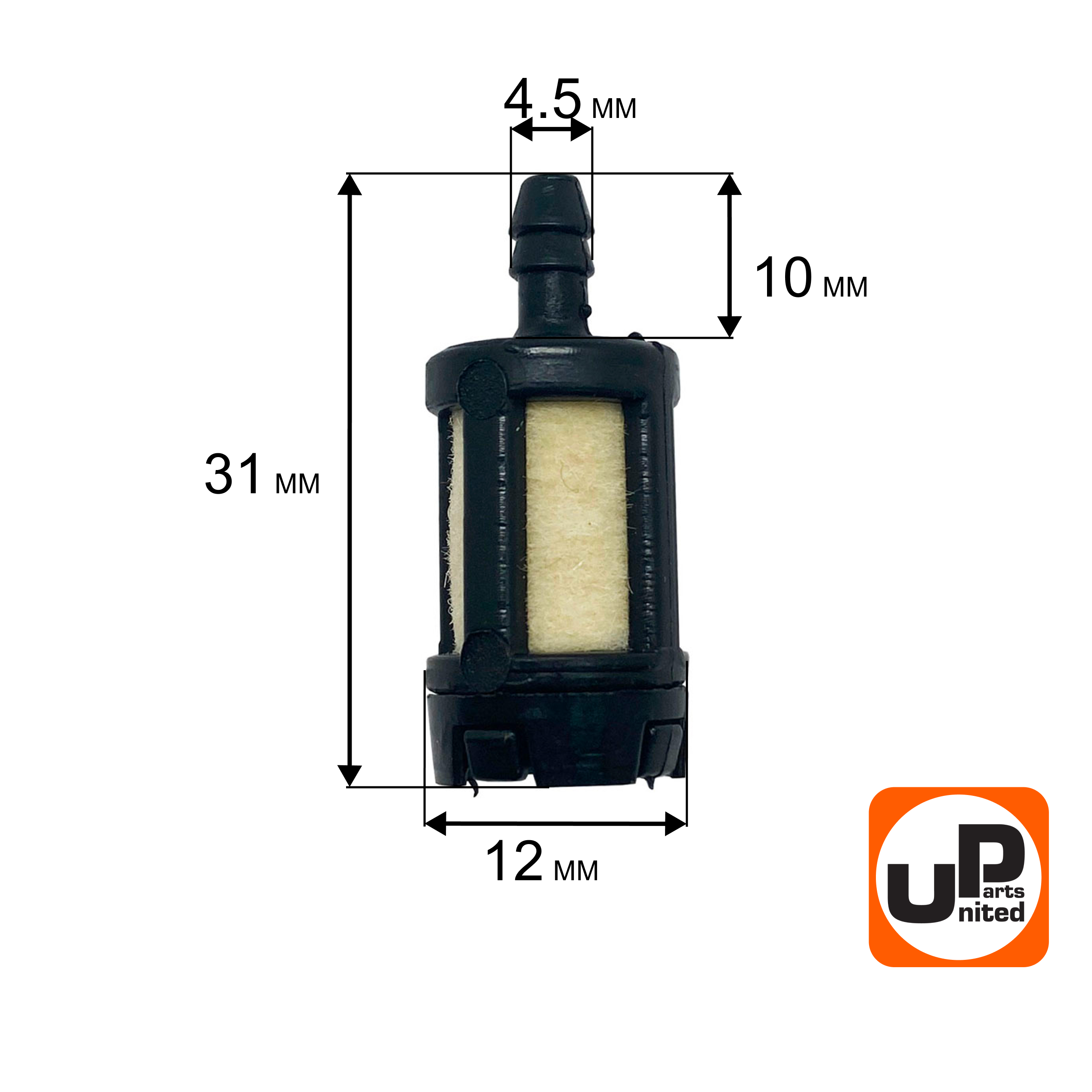 Фильтр топливный UNITED PARTS для триммеров 26-52 куб.см. (90-0249), шт