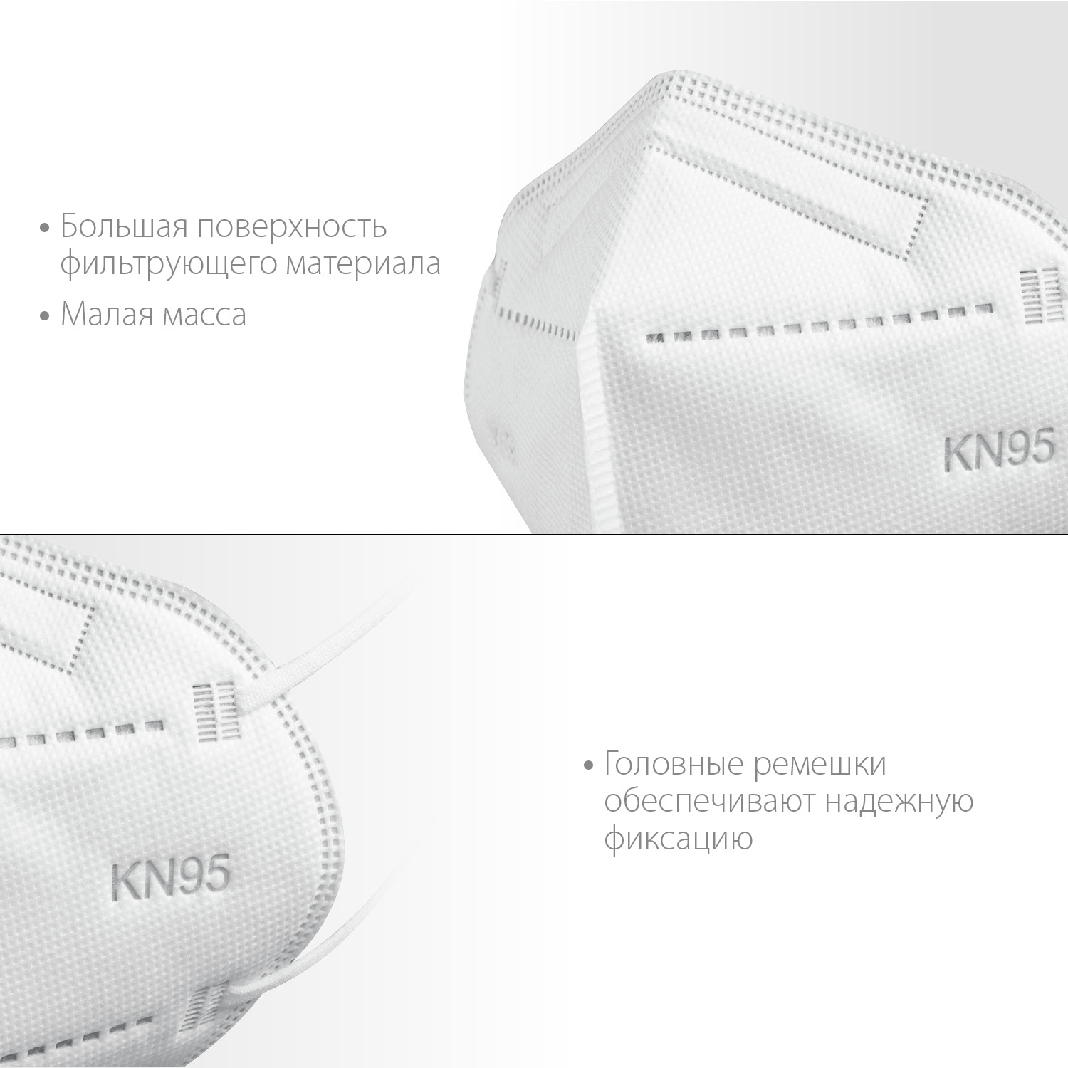 ЗУБР KN-95, класс защиты FFP2, 10 шт, фильтрующая полумаска (11165-2)
