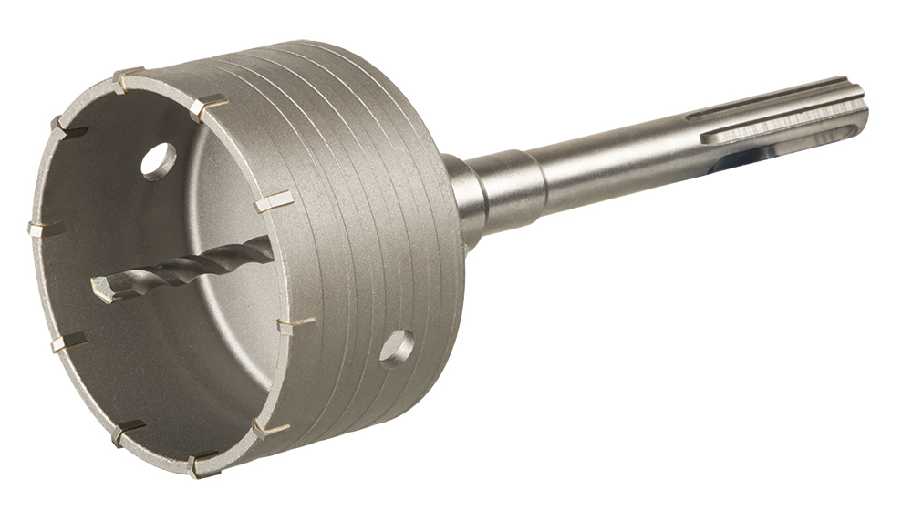 Коронка твердосплавная ПРАКТИКА SDS-Max ударная 100 мм (1шт.) клипса(1шт.) клипса