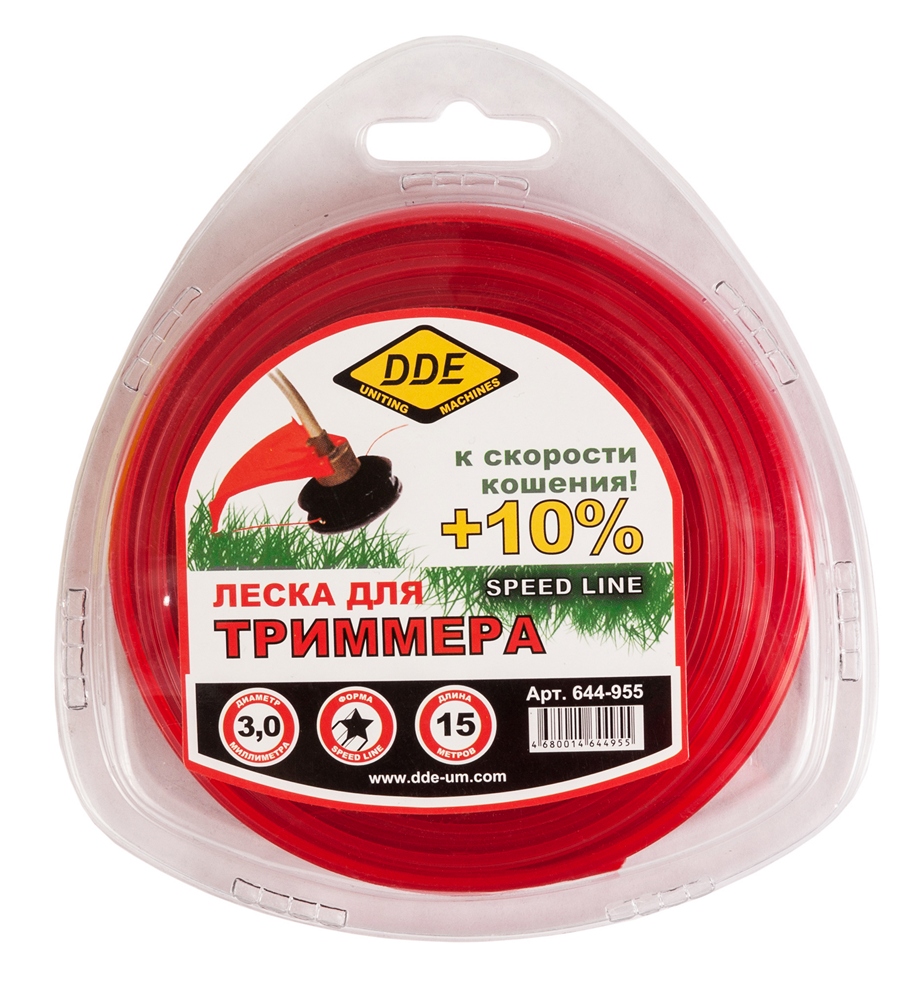 Корд триммерный в блистере DDE "Speed line"(звезда) 3,0 мм х 15 м, красный