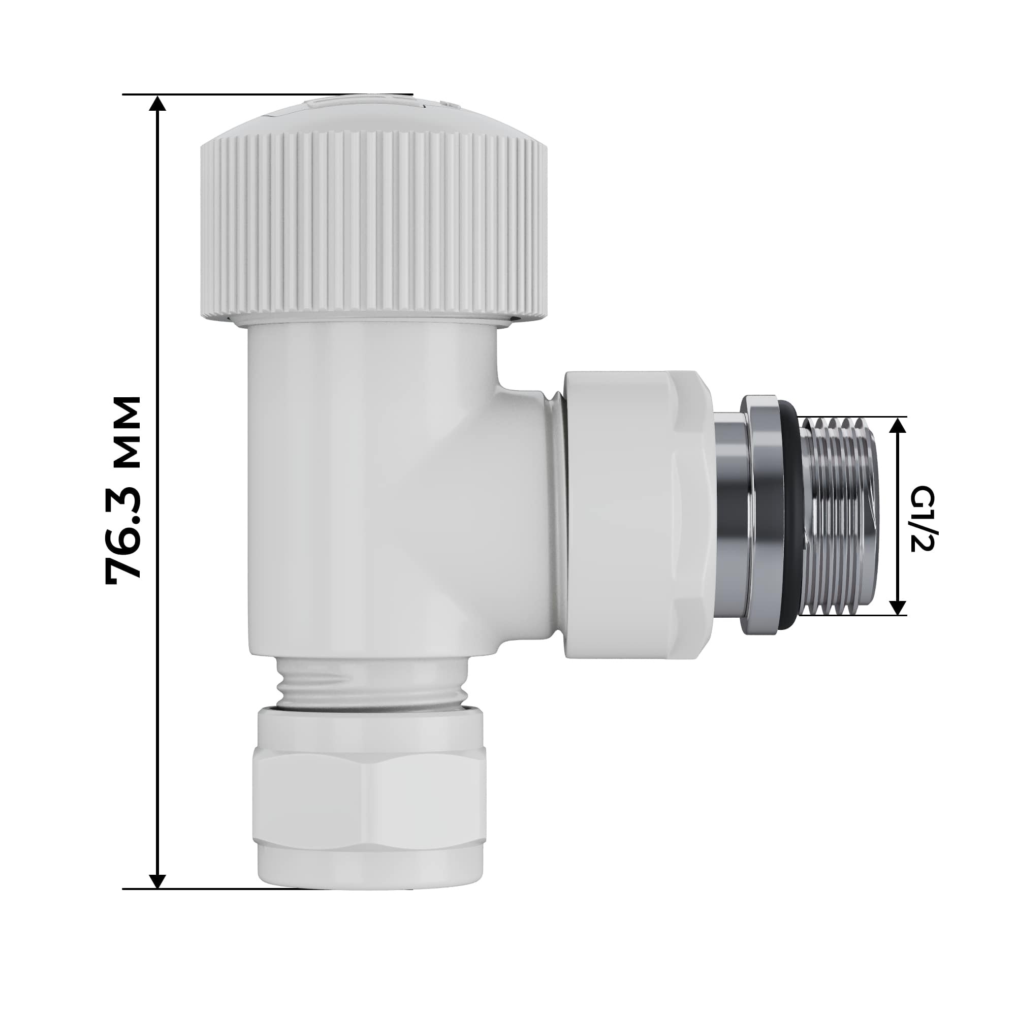 Набор термостатический угловой Royal Thermo Design Pro 15мм М30х1,5 (Белый)