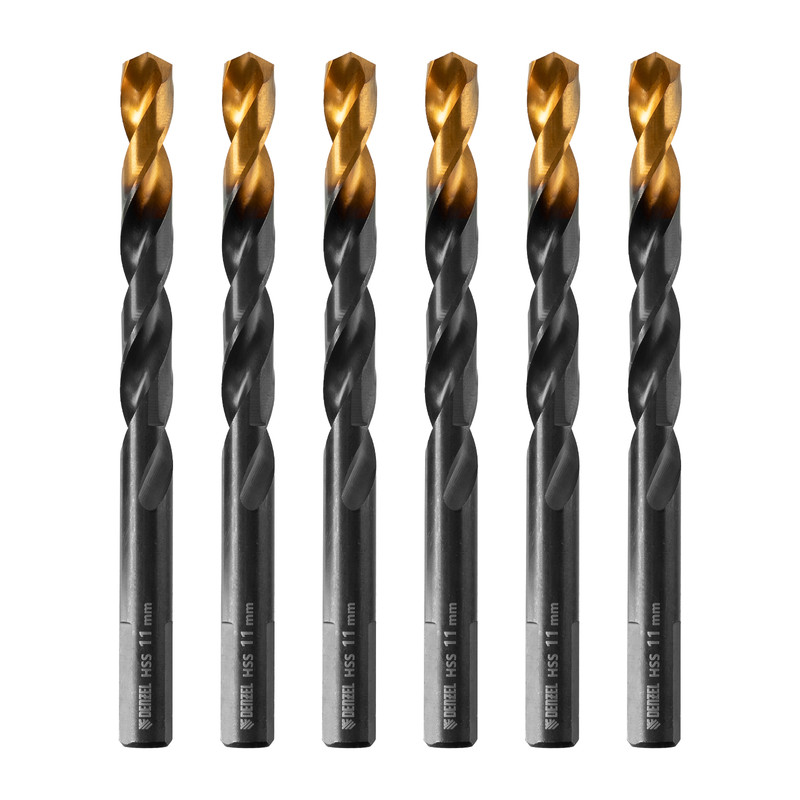 Сверло по металлу, 11 мм, HSS-Tin, Golden Tip, 6 шт. Denzel