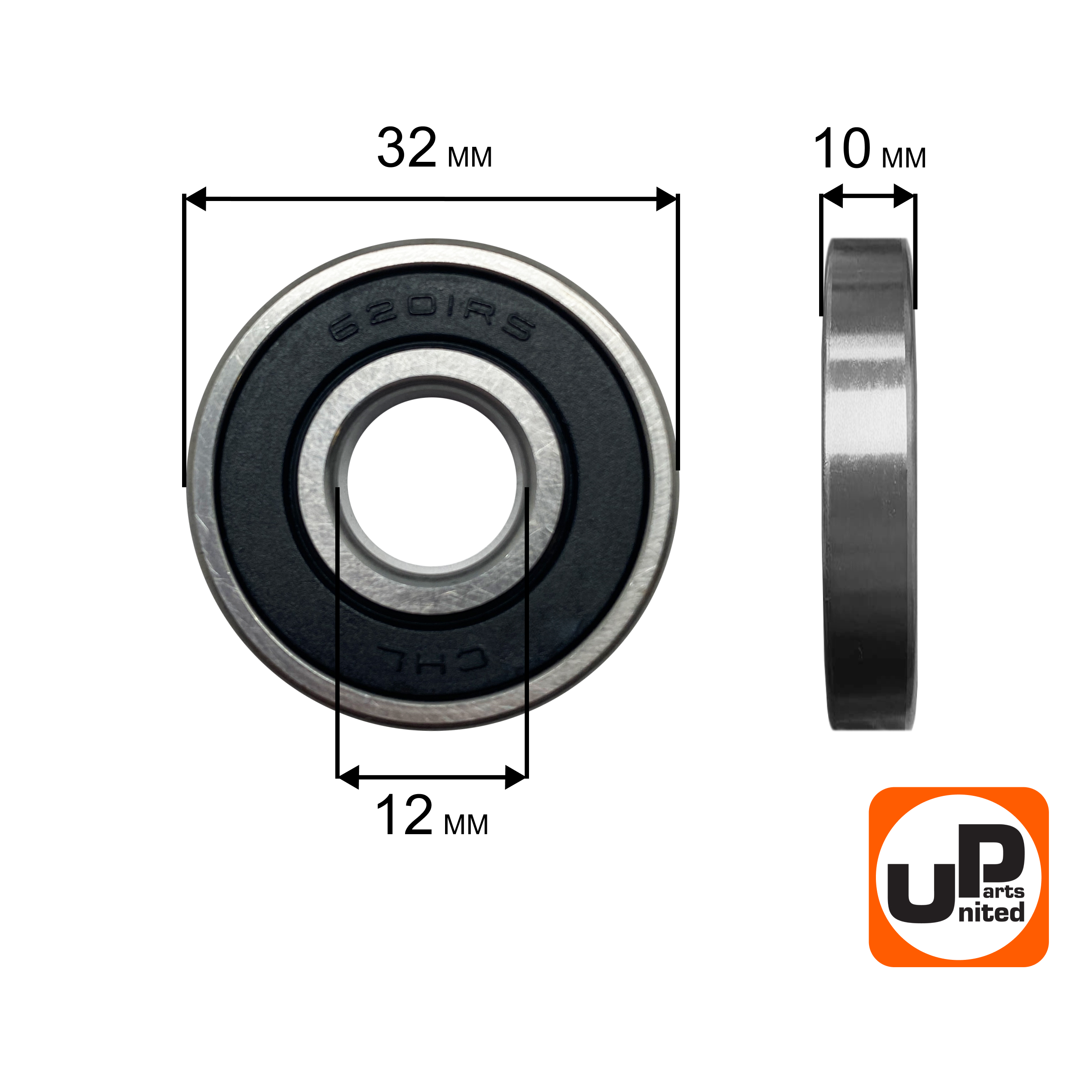 Подшипник шариковый UNITED PARTS 6201-2RS (90-0402), шт