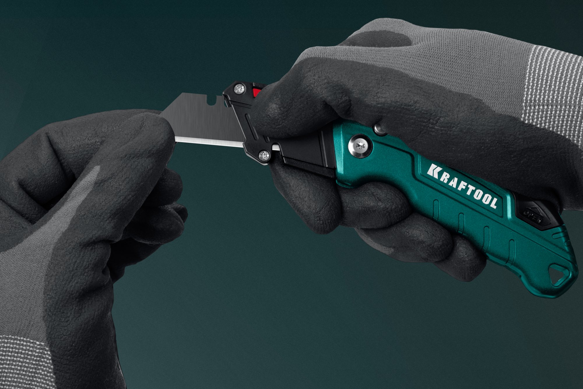 KRAFTOOL Helfer, компактный складной нож с трапециевидным лезвием, тип А24 (09242)