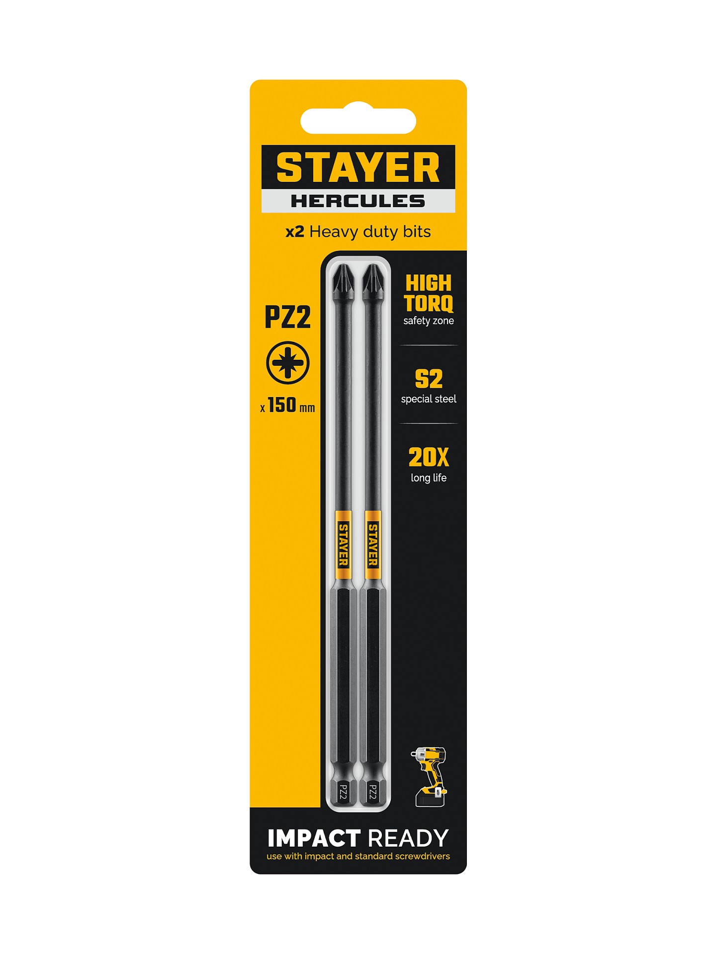 STAYER HERCULES, PZ2, 150 мм, 2 шт, торсионные биты (26233-2-150-2)