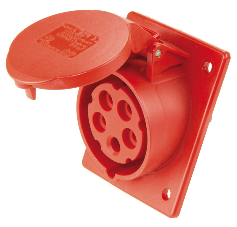 Розетка DDE 380В, 16А-6h, IP44, 3Ф, 3P+N+PE крепежные отверст 63х62, шт