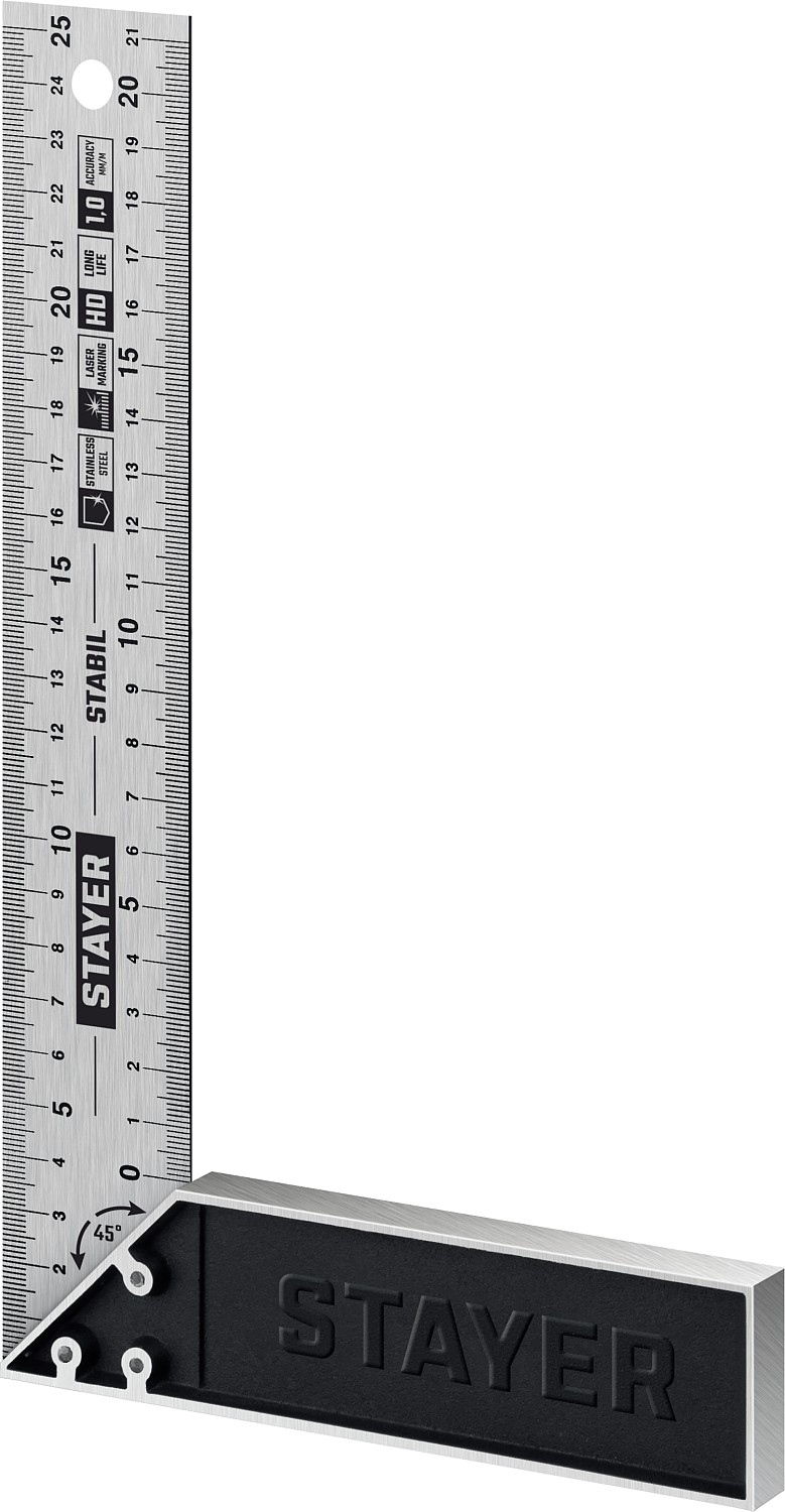 STAYER 250 мм, столярный угольник, Professional (3431-25)