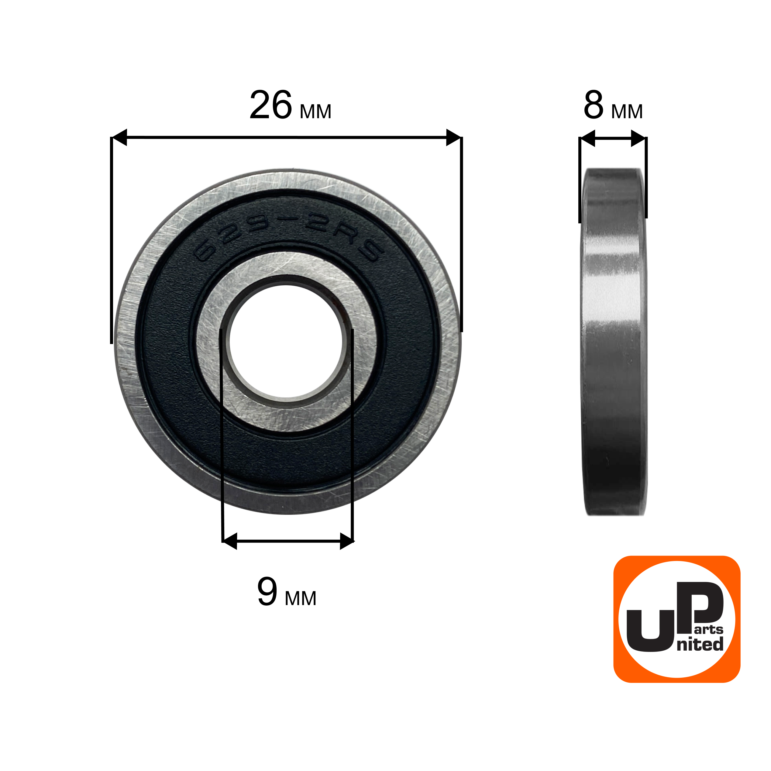 Подшипник шариковый UNITED PARTS 629-2RS, шт