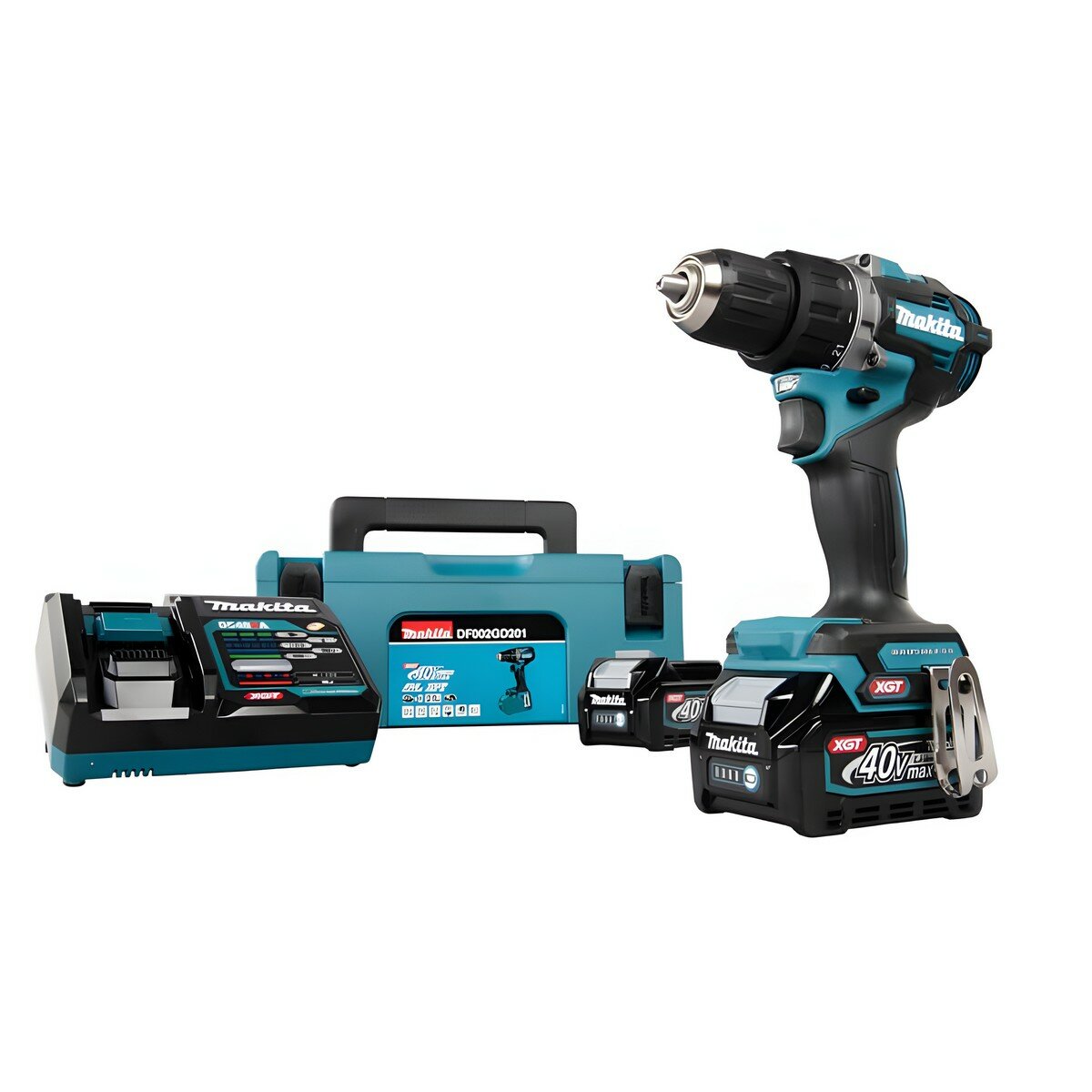 Дрель аккумуляторная безударная MAKITA DF002GD201 XGT BL 40В, 13мм, 65/30Нм (аккум. 2x2.5 Ач и быстрое з/у, кейс MAKPAC), шт